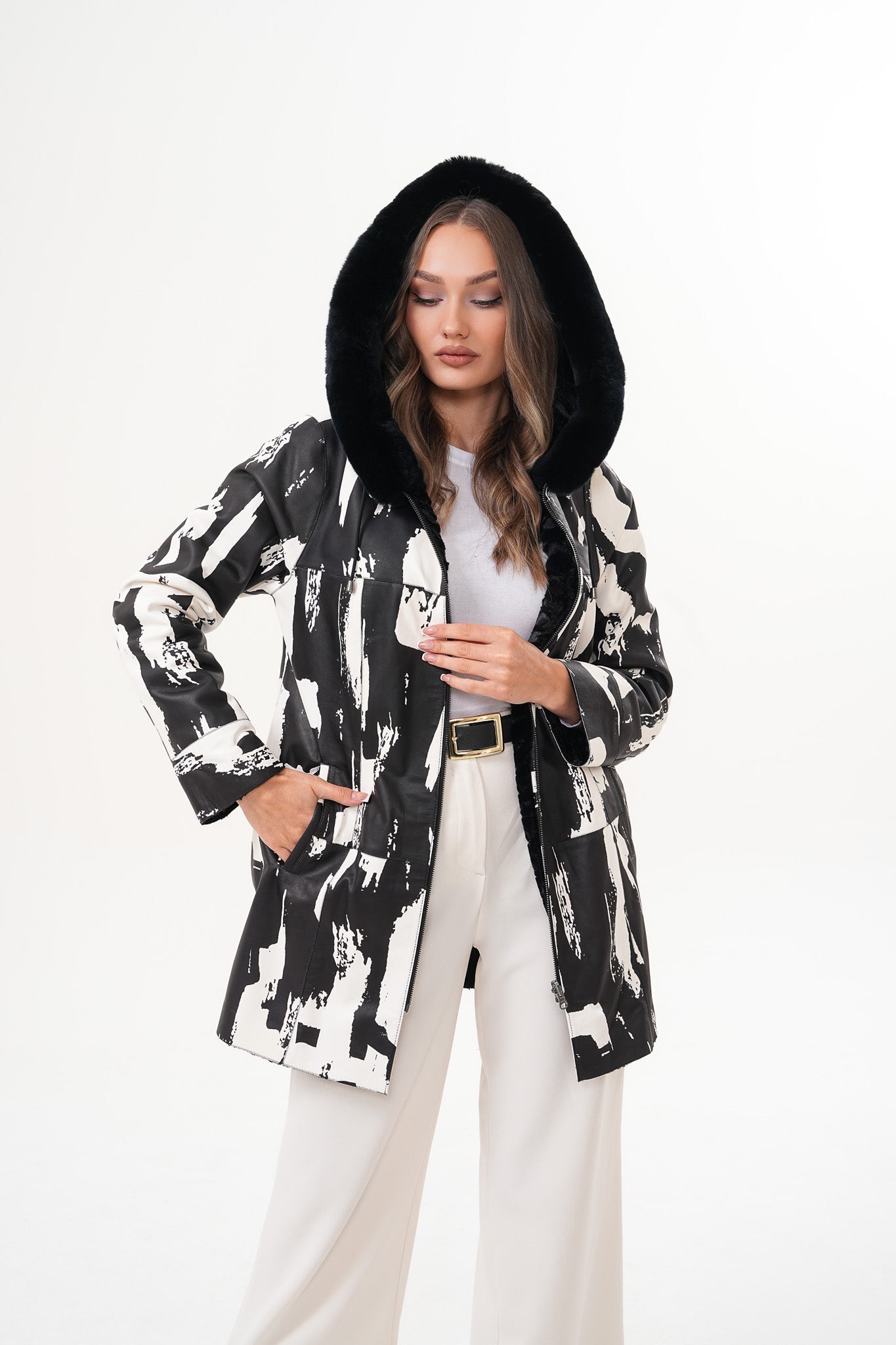 The Prisma Black White Leather Jacket All New