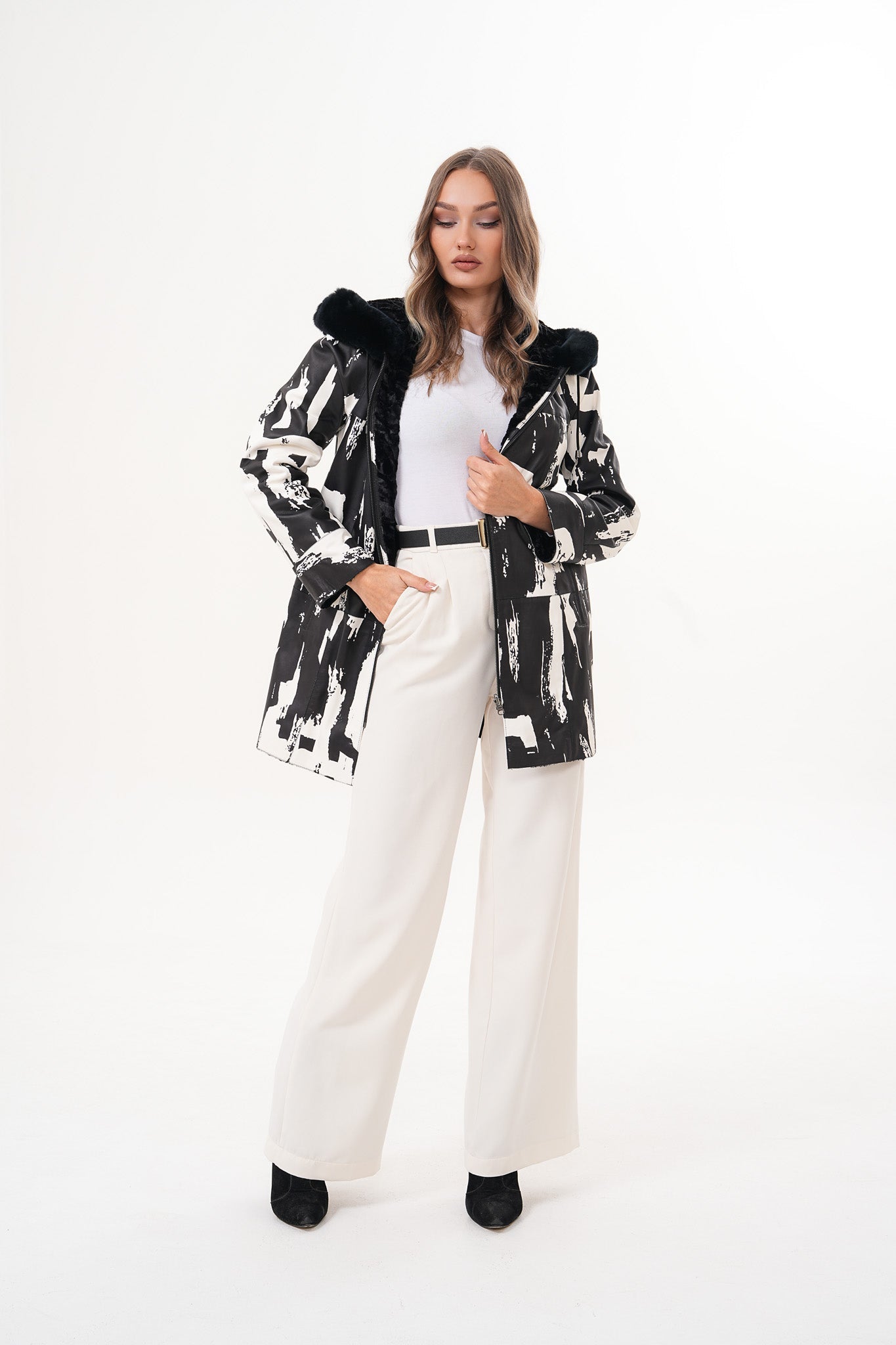 The Prisma Black White Leather Jacket All New