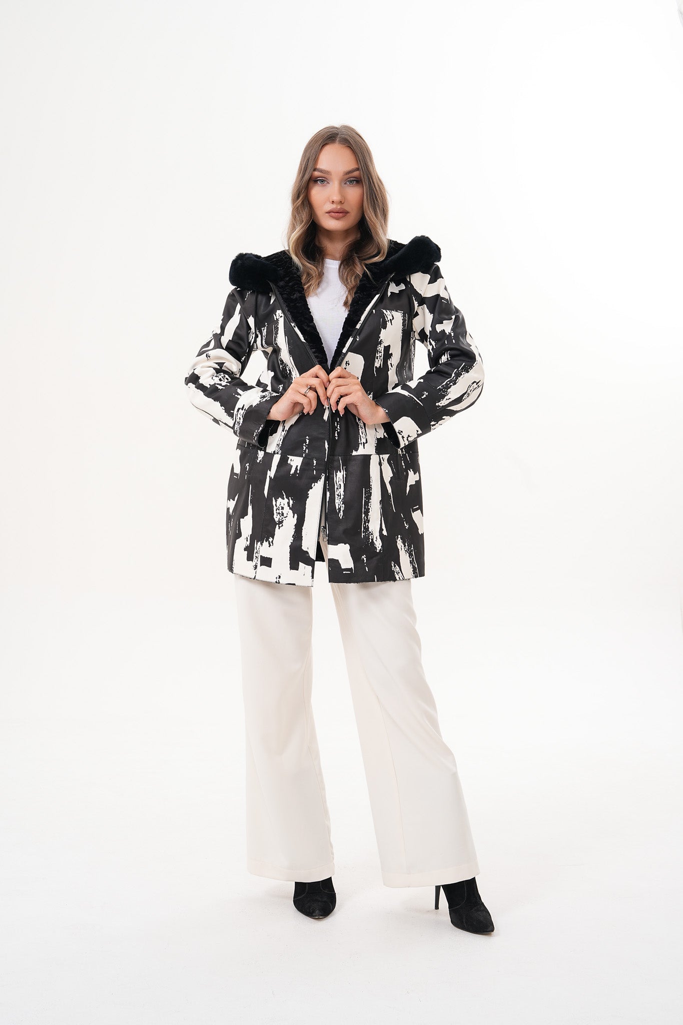 The Prisma Black White Leather Jacket All New