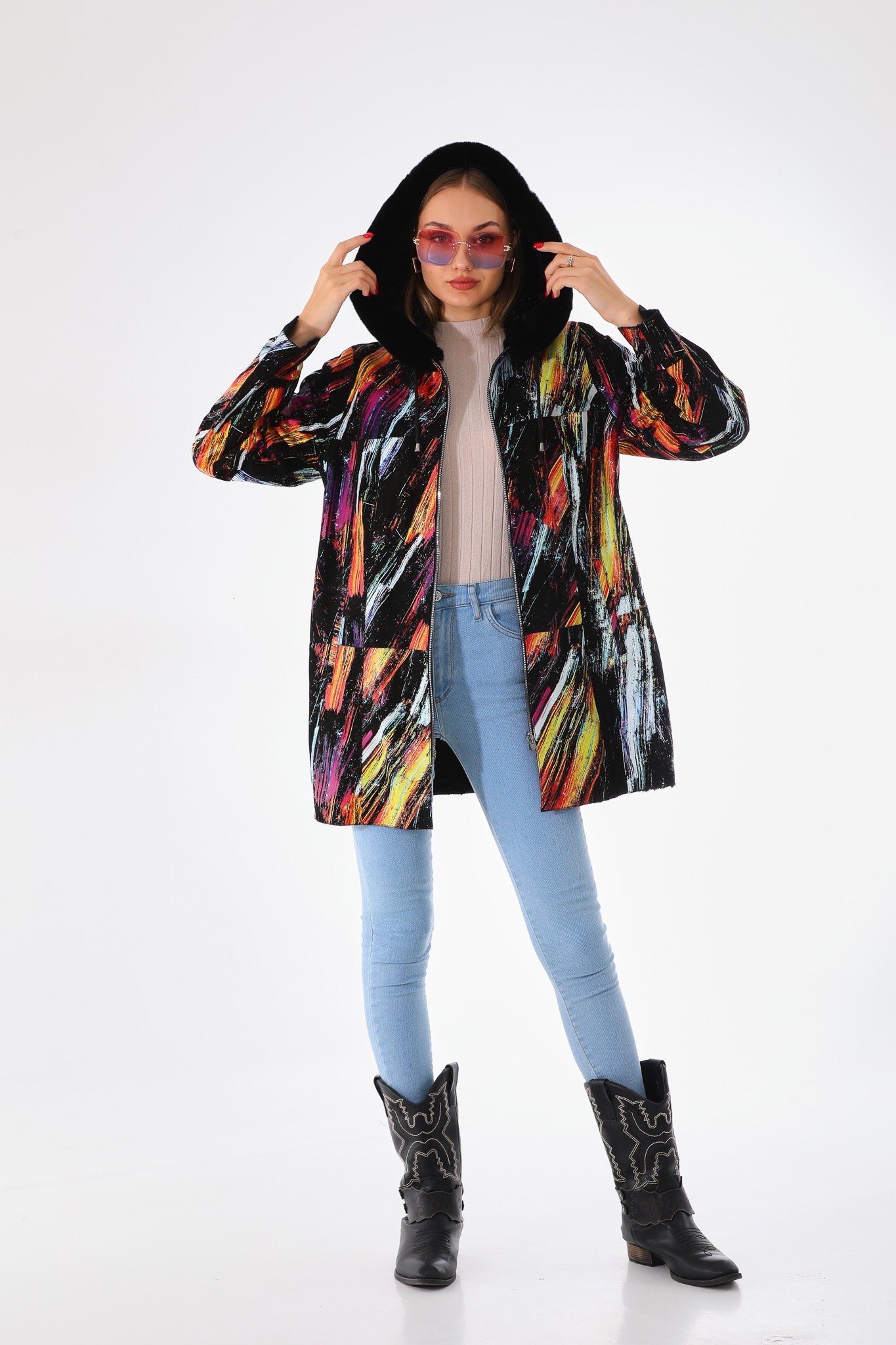 The Prisma Multicolor Leather Jacket Universal Fit