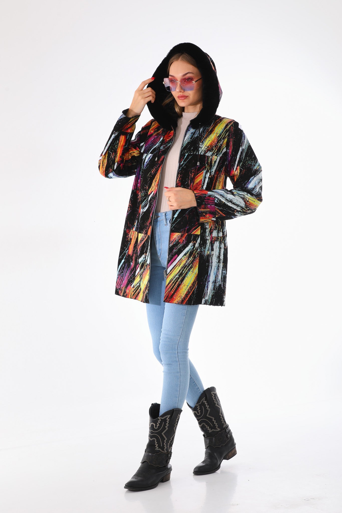 The Prisma Multicolor Leather Jacket Universal Fit