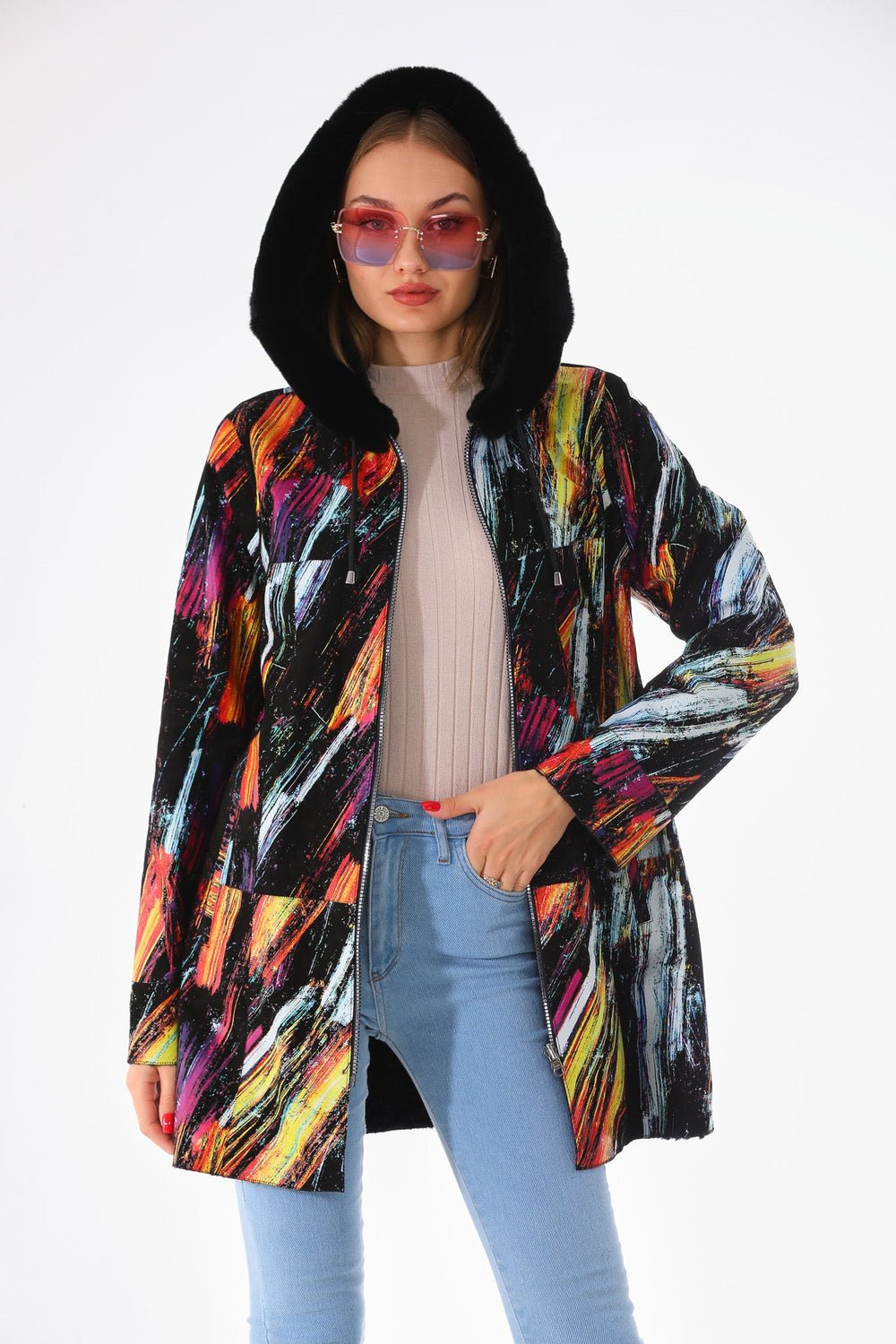 The Prisma Multicolor Leather Jacket Universal Fit