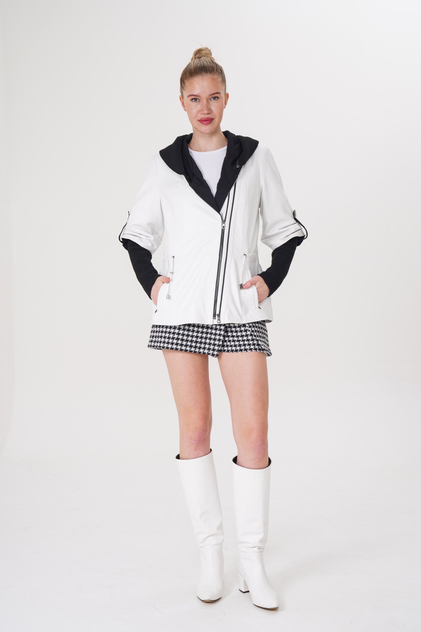 The Hudson White Leather Jacket Fine Craftsmanship