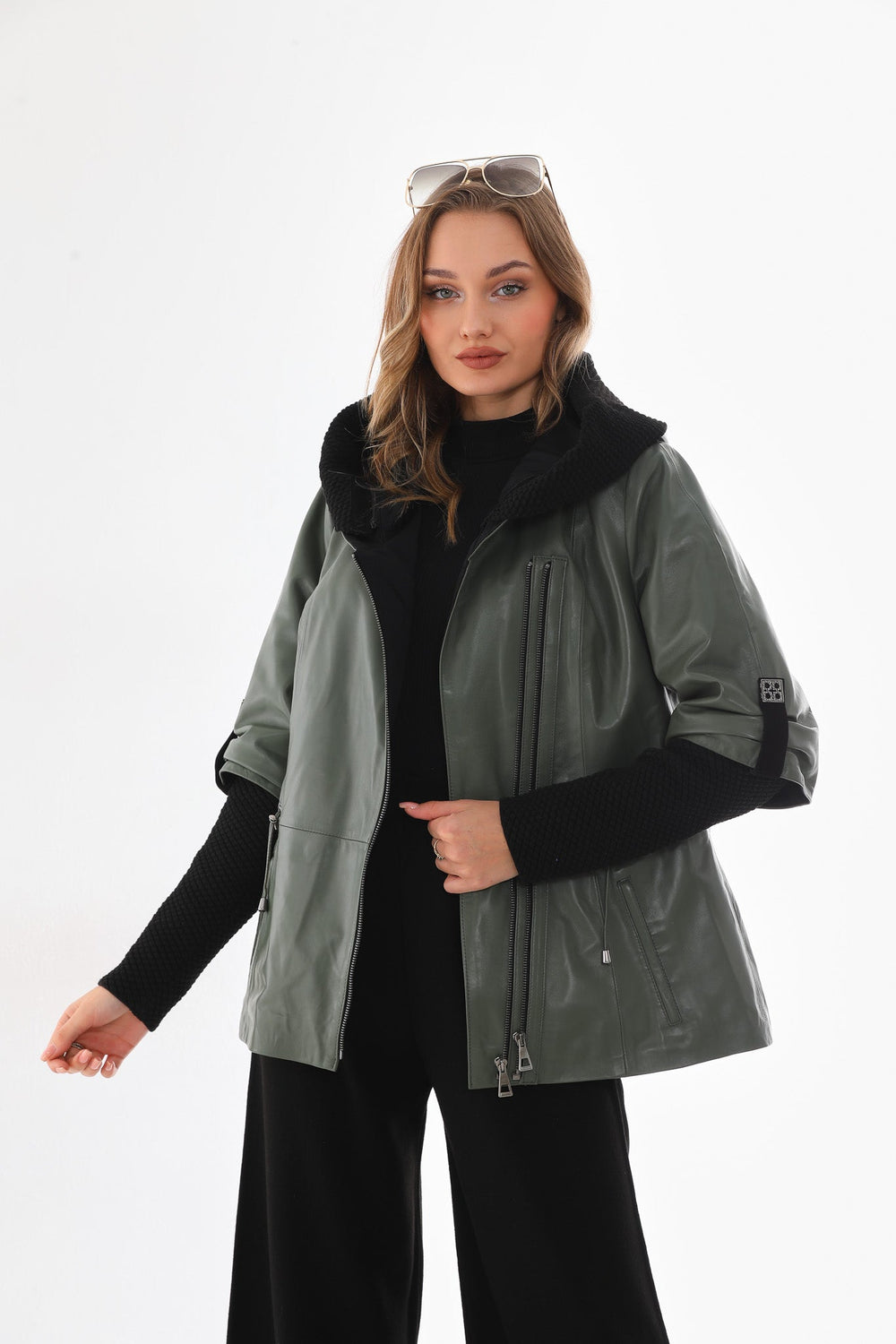 The Hudson Olive Green Leather Jacket Exclusive Style