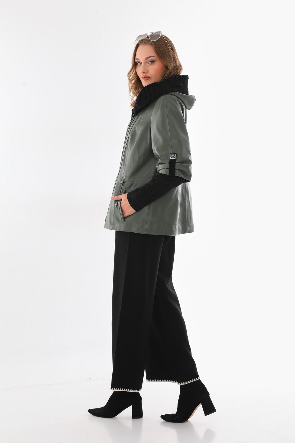 The Hudson Olive Green Leather Jacket Exclusive Style