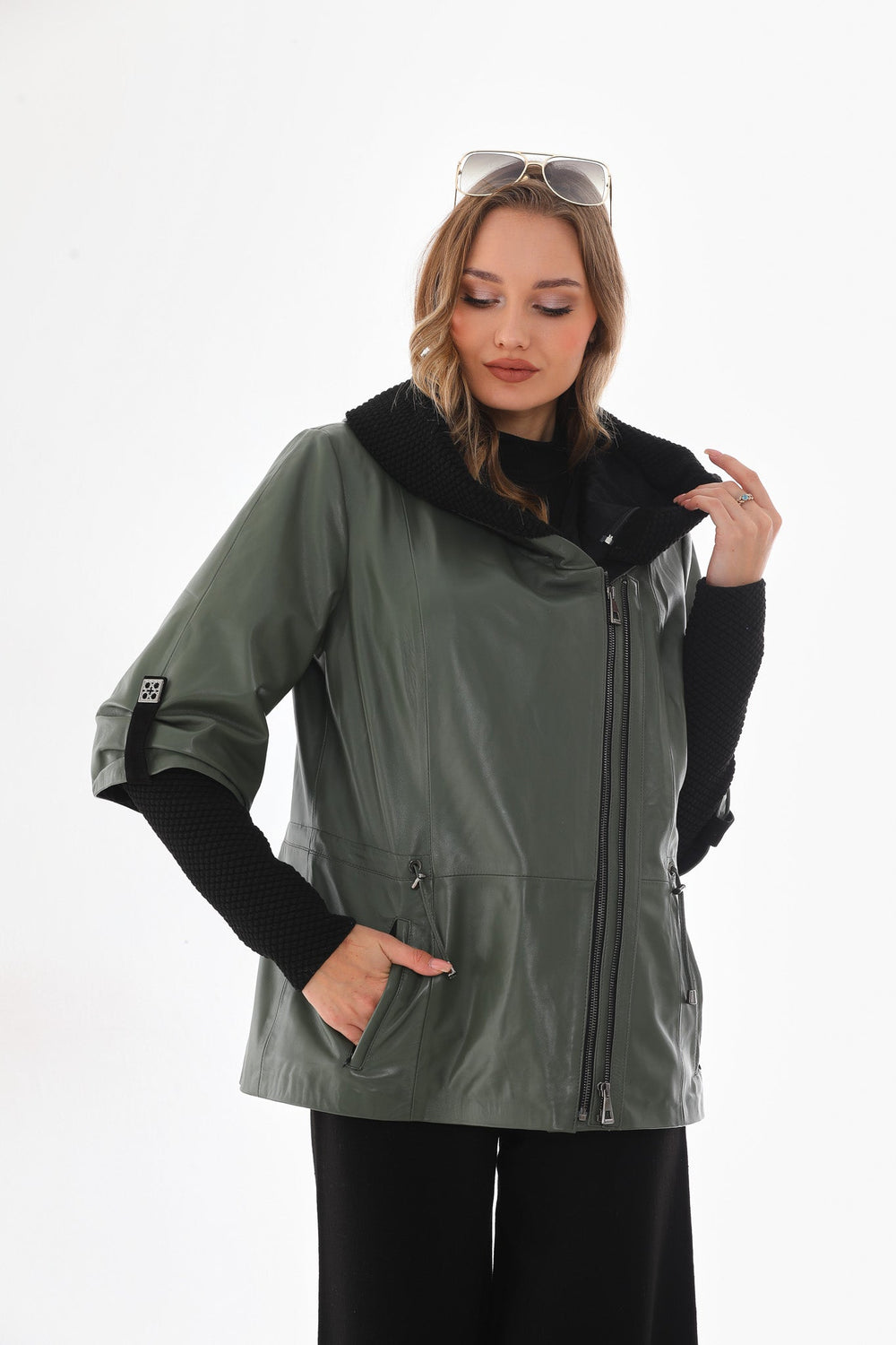 The Hudson Olive Green Leather Jacket Exclusive Style