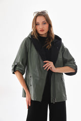 The Hudson Olive Green Leather Jacket Exclusive Style