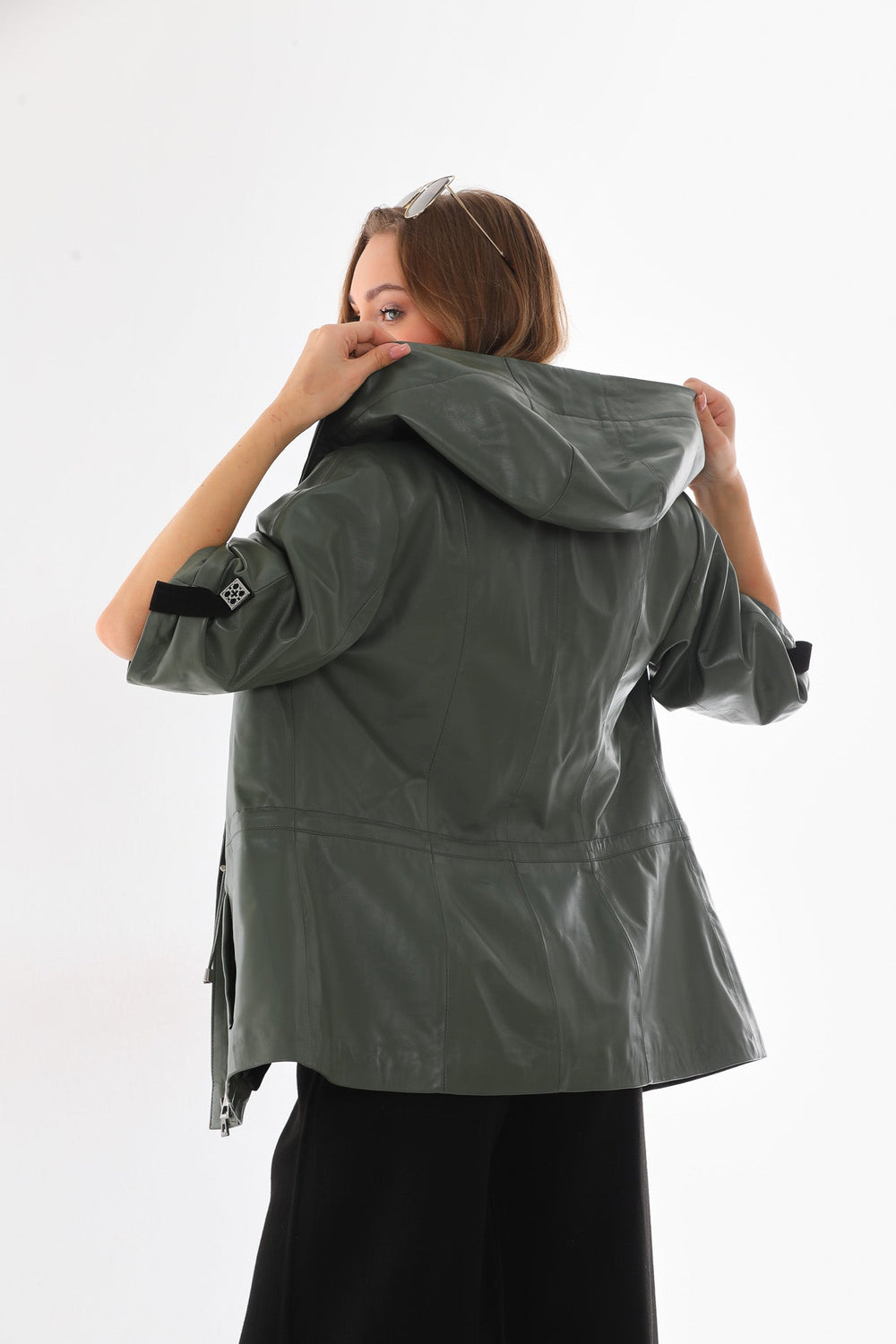 The Hudson Olive Green Leather Jacket Exclusive Style