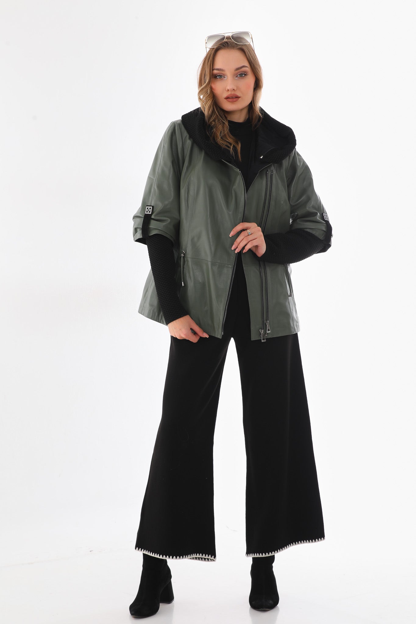 The Hudson Olive Green Leather Jacket Exclusive Style