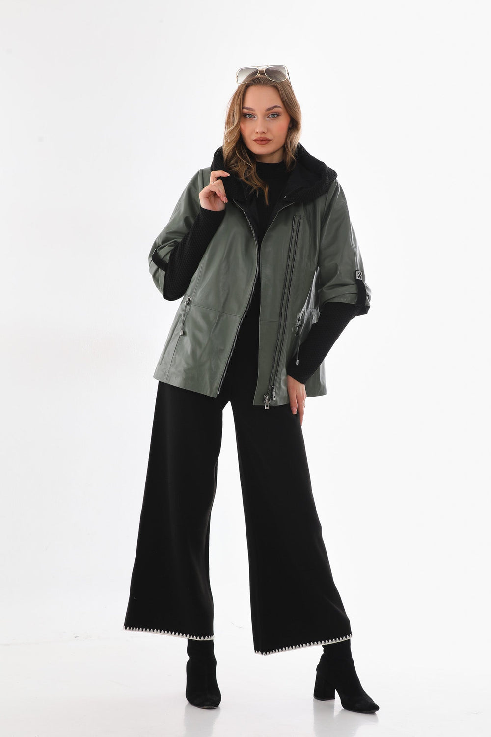 The Hudson Olive Green Leather Jacket Exclusive Style