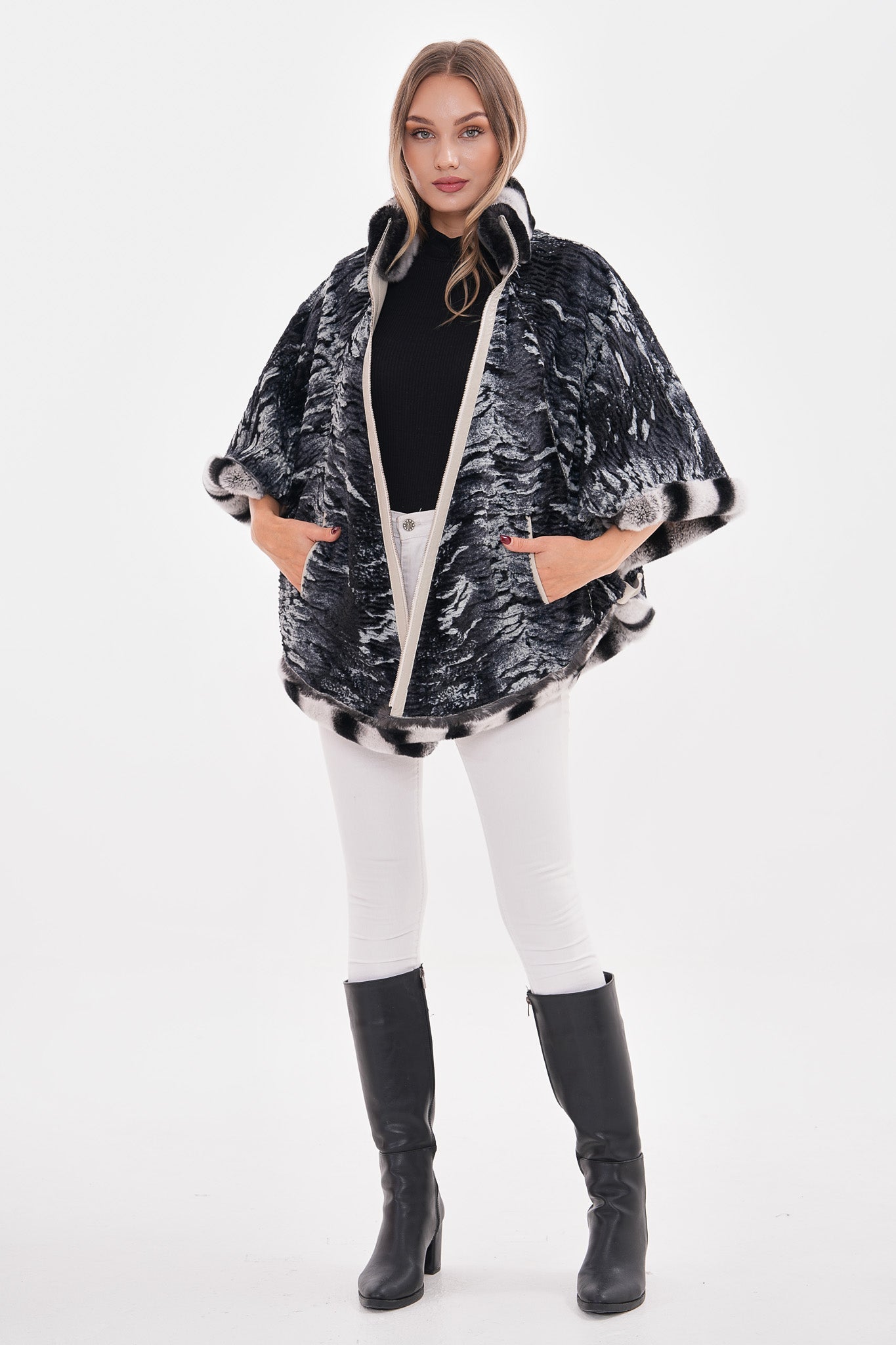 The Glacier Light Beige Reversible Leather Jacket On Sale