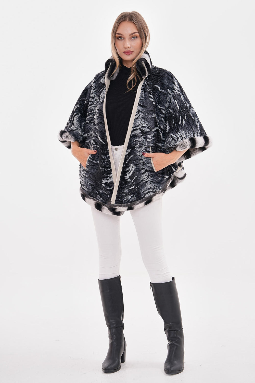 The Glacier Light Beige Reversible Leather Jacket On Sale