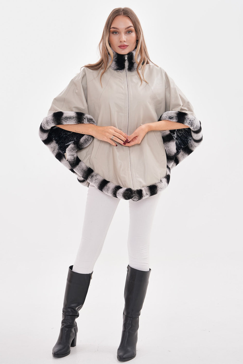 The Glacier Light Beige Reversible Leather Jacket On Sale