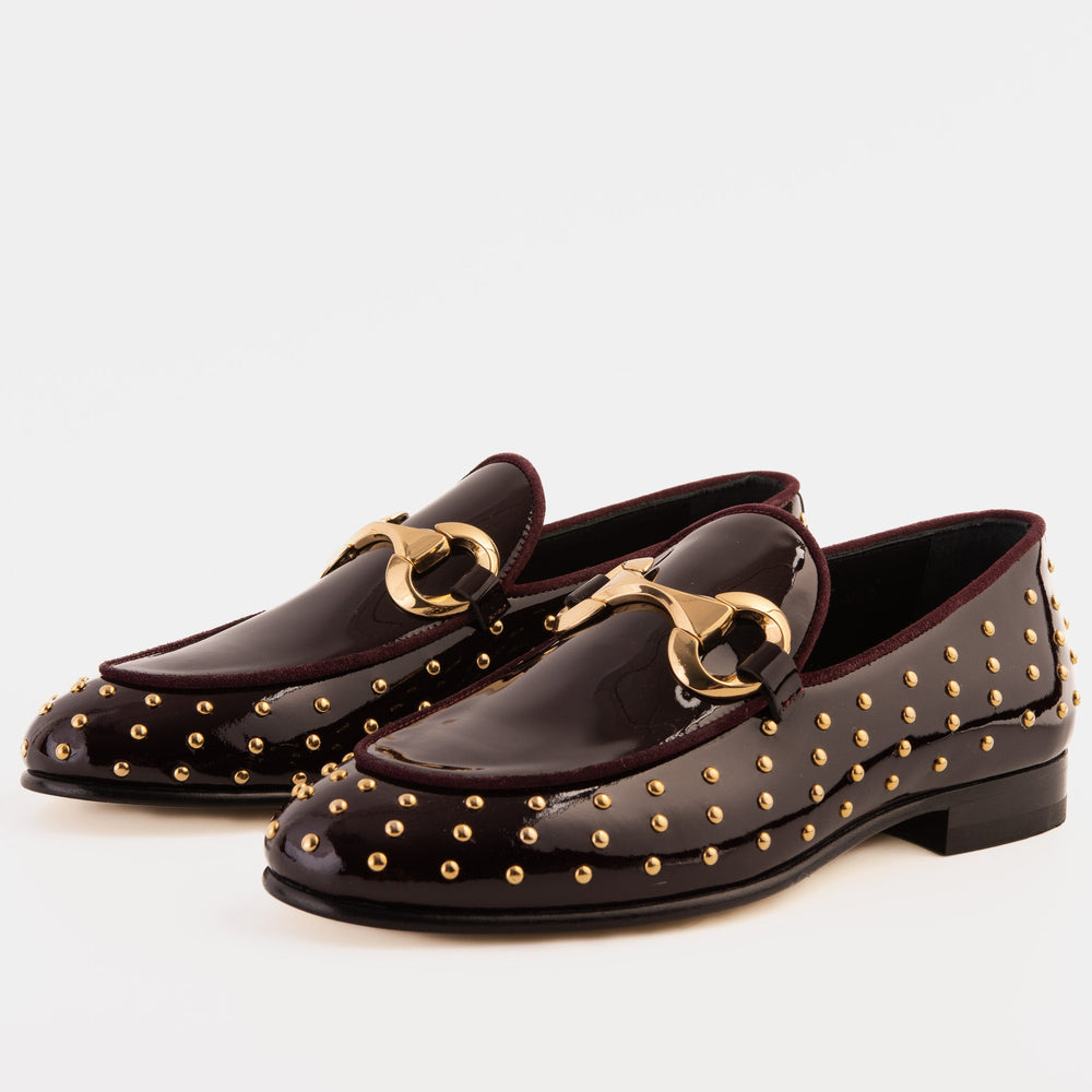The Jupiter  Shoe Burgundy Spike Leather  Bit Dress Loafer Limited Edition Shoe For Sale