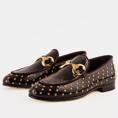 The Jupiter  Shoe Burgundy Spike Leather  Bit Dress Loafer Limited Edition Shoe For Sale