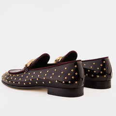 The Jupiter  Shoe Burgundy Spike Leather  Bit Dress Loafer Limited Edition Shoe For Sale