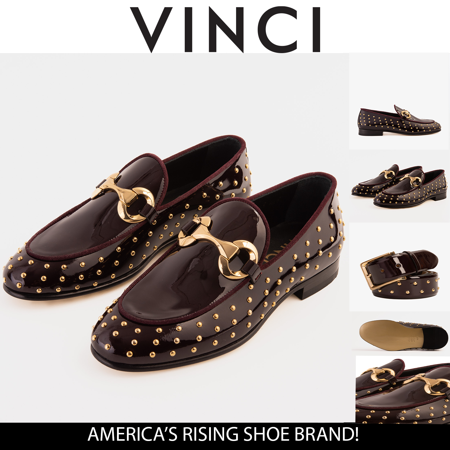 The Jupiter  Shoe Burgundy Spike Leather  Bit Dress Loafer Limited Edition Shoe For Sale