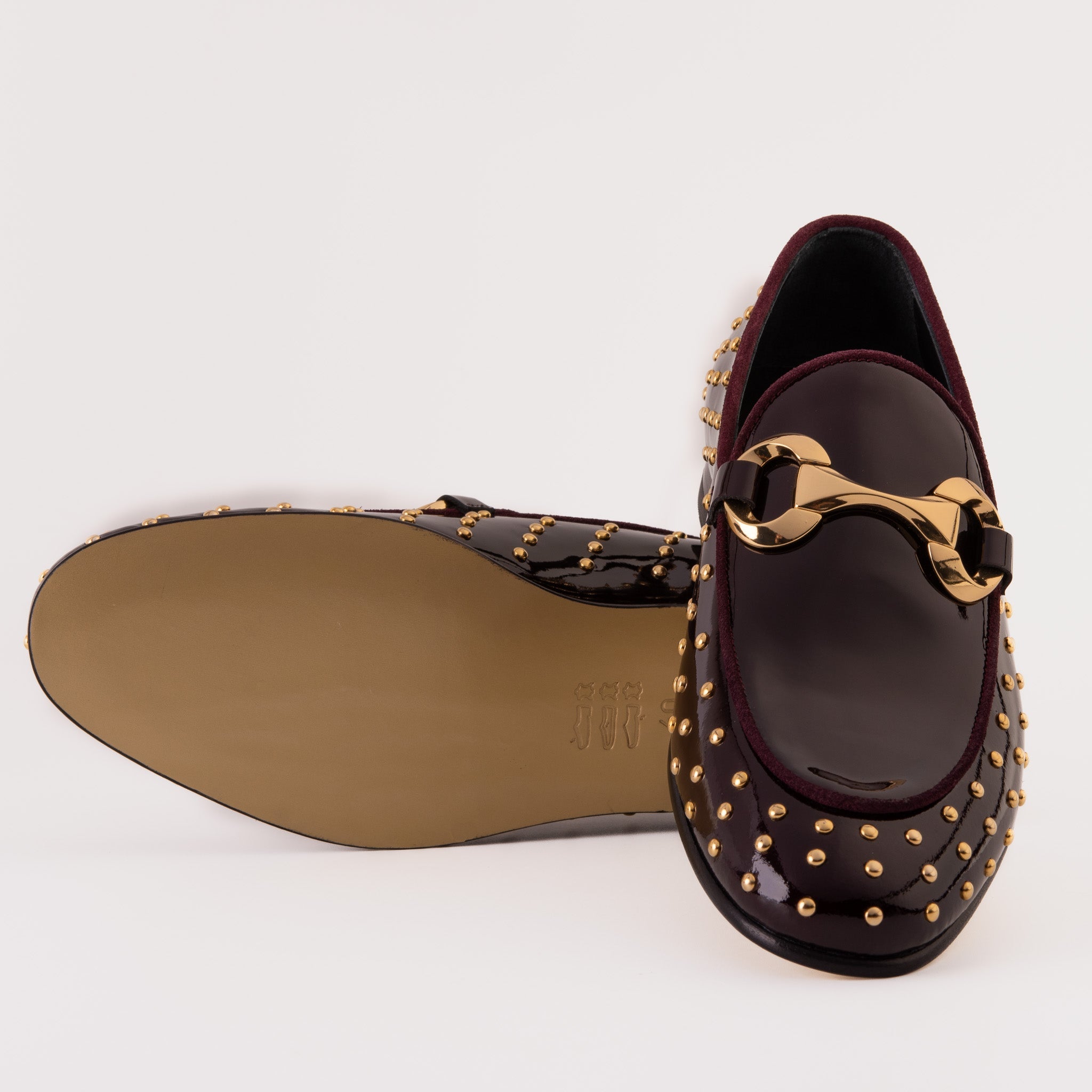 The Jupiter  Shoe Burgundy Spike Leather  Bit Dress Loafer Limited Edition Shoe For Sale