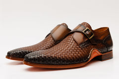 The Rolls  Woven Tan Leather Single Monk Strap  Handmade Shoe All New