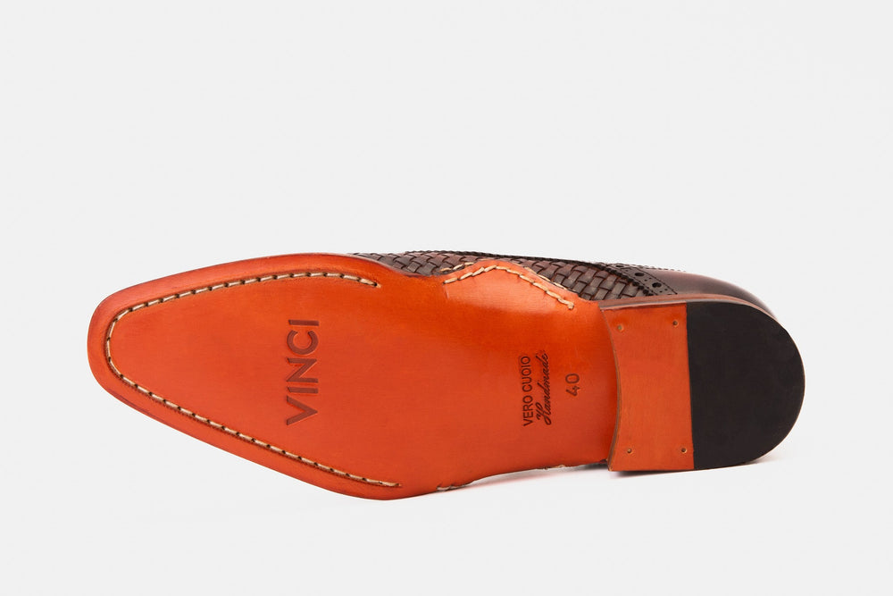 The Rolls  Woven Tan Leather Single Monk Strap  Handmade Shoe All New