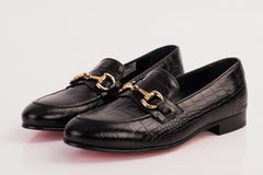 The Monaco Black Leather Shoe Bit Loafer Universal Fit
