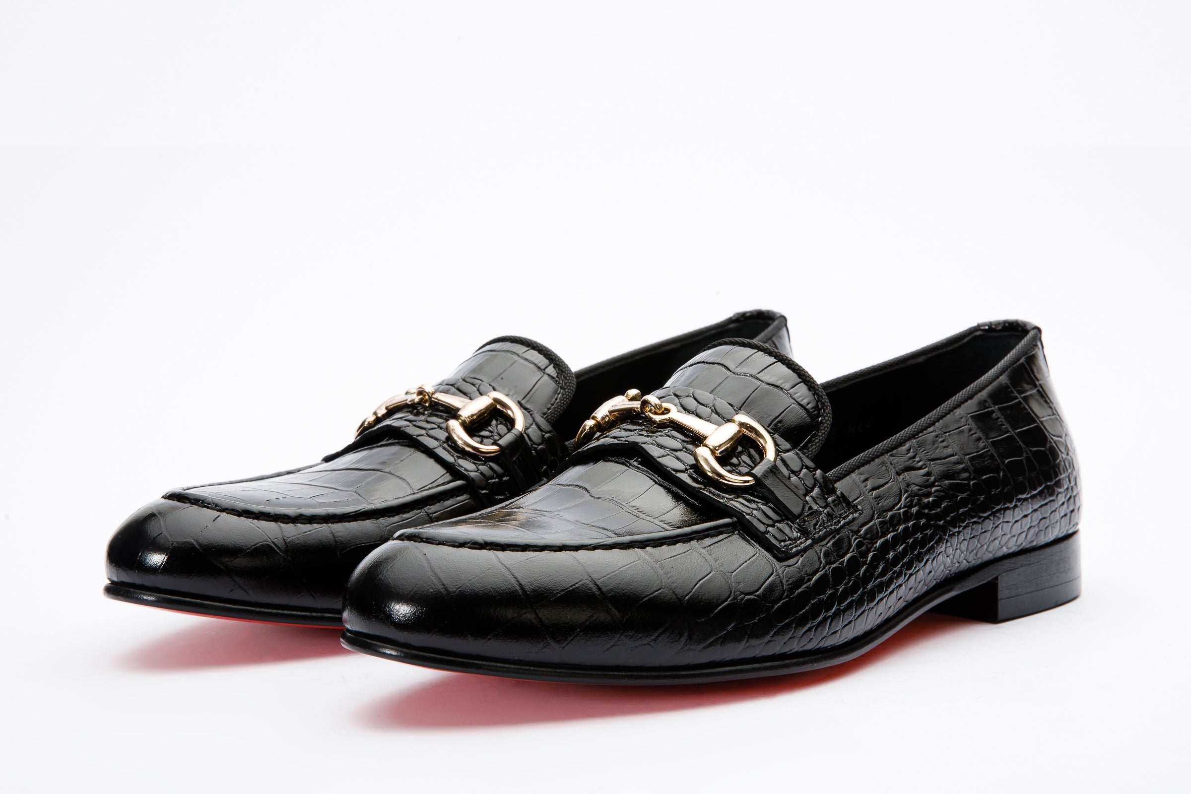 The Monaco Black Leather Shoe Bit Loafer Universal Fit