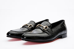 The Monaco Black Leather Shoe Bit Loafer Universal Fit