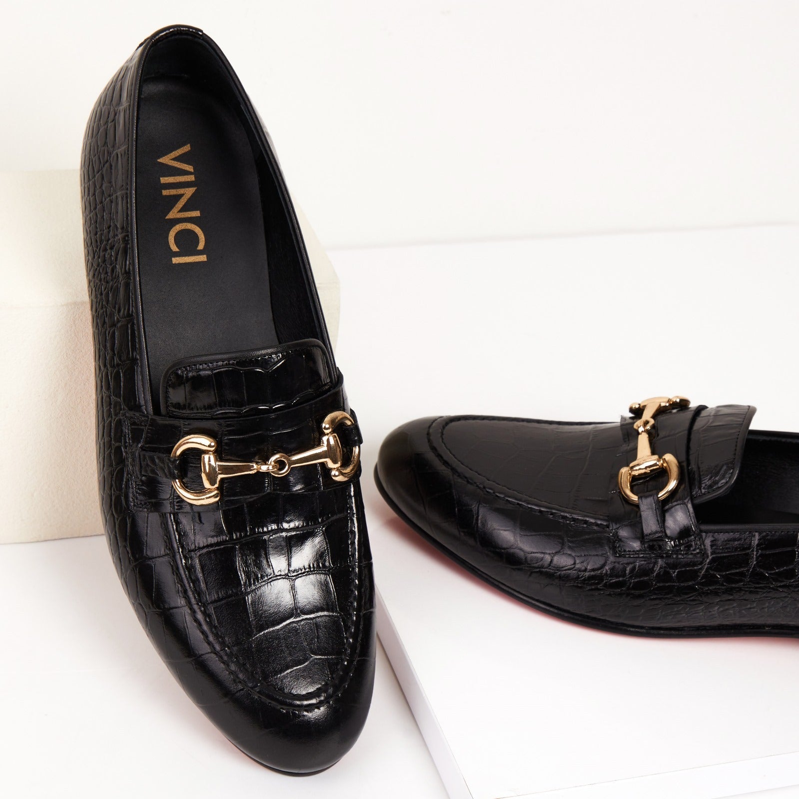 The Monaco Black Leather Shoe Bit Loafer Universal Fit