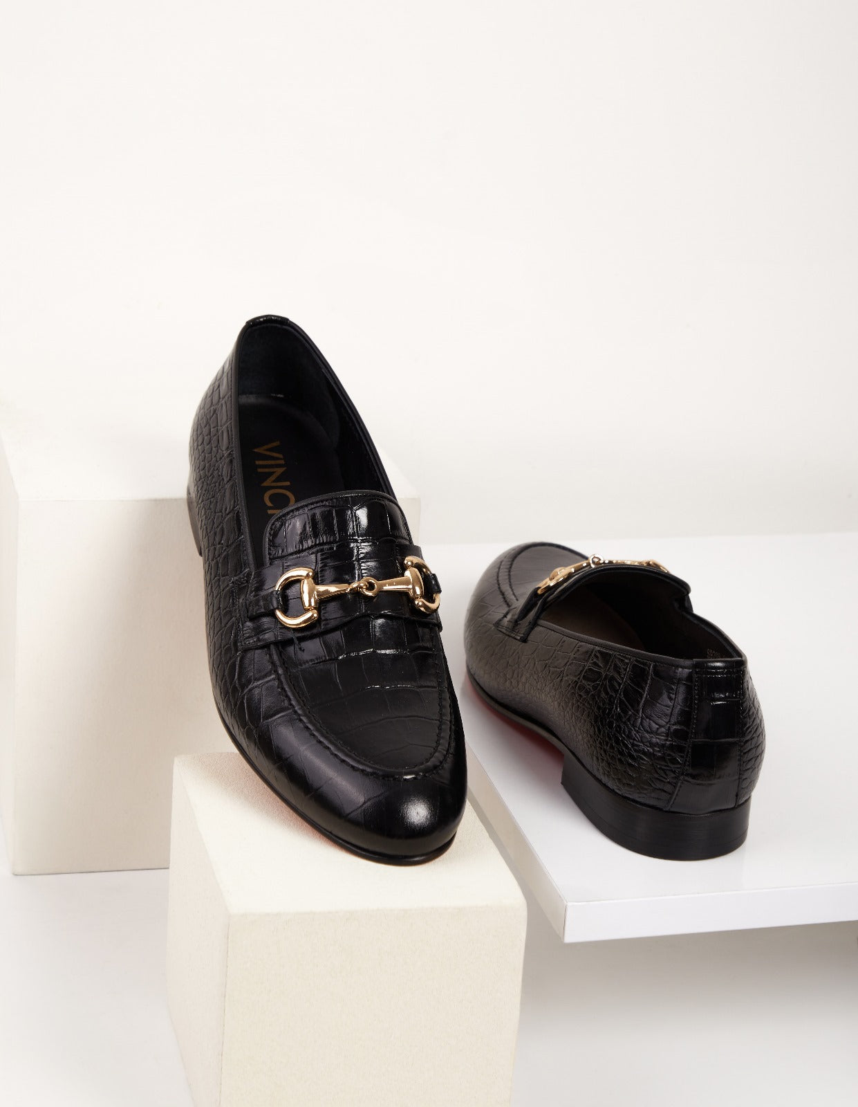 The Monaco Black Leather Shoe Bit Loafer Universal Fit