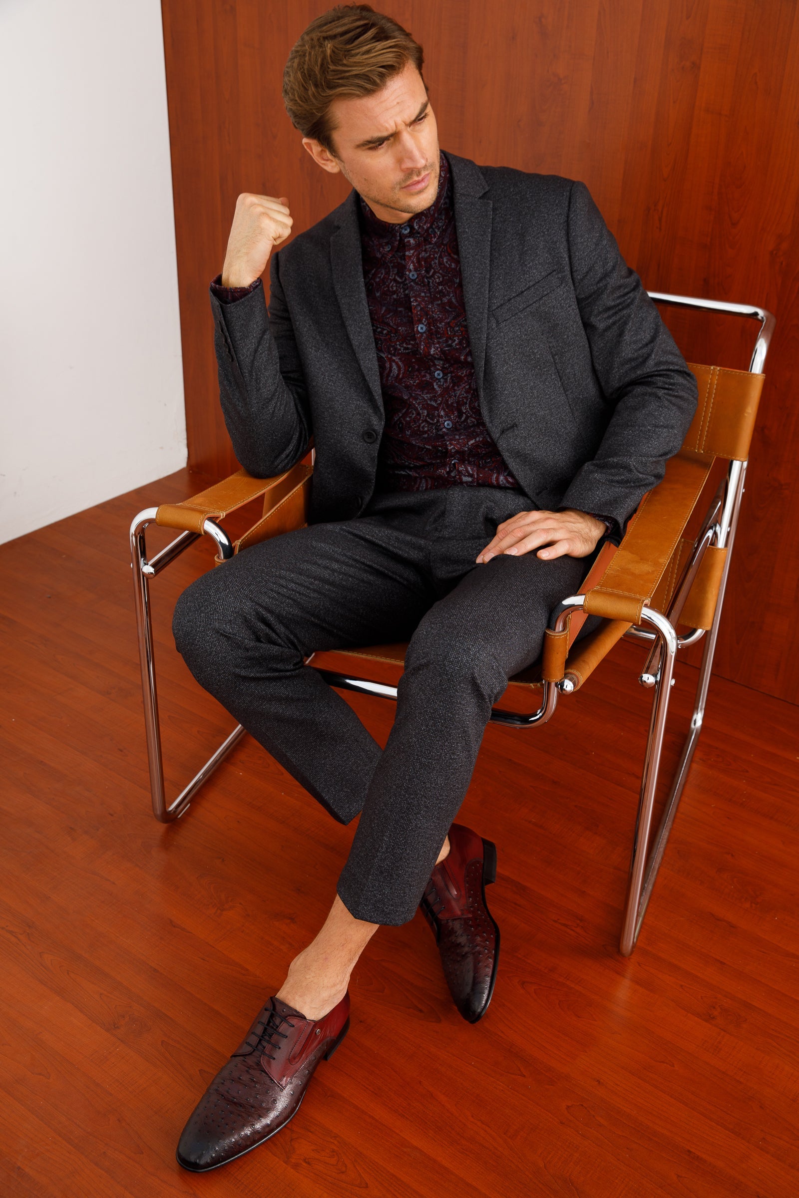 The Porto Alegre Burgundy Leather Derby Shoe Exclusive Style