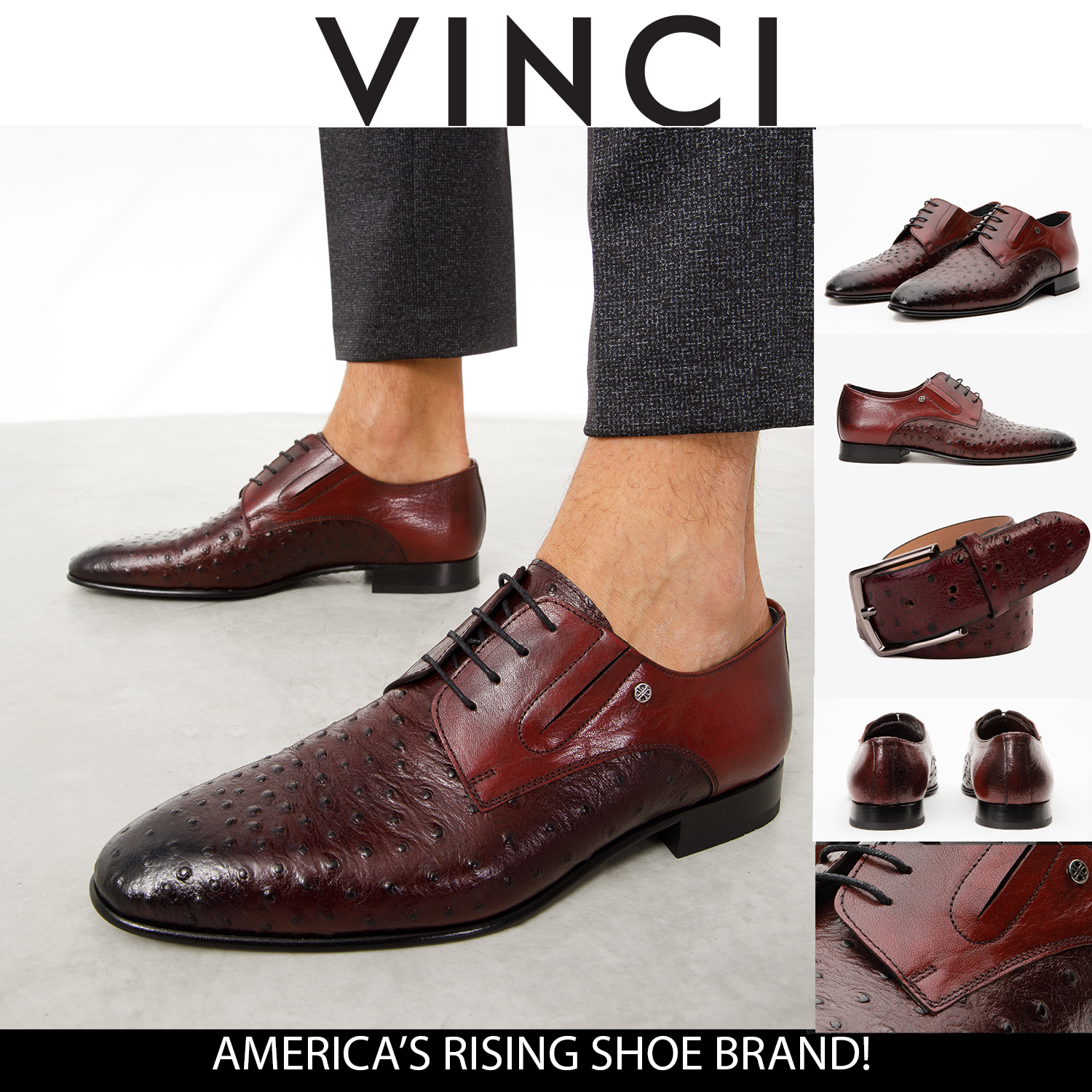 The Porto Alegre Burgundy Leather Derby Shoe Exclusive Style