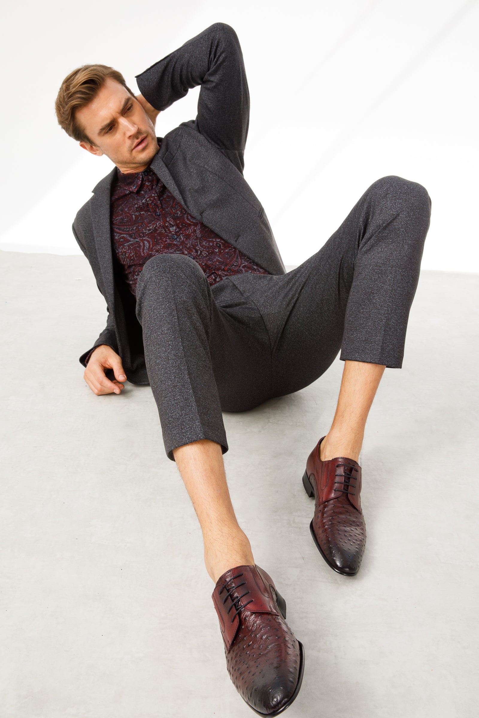 The Porto Alegre Burgundy Leather Derby Shoe Exclusive Style