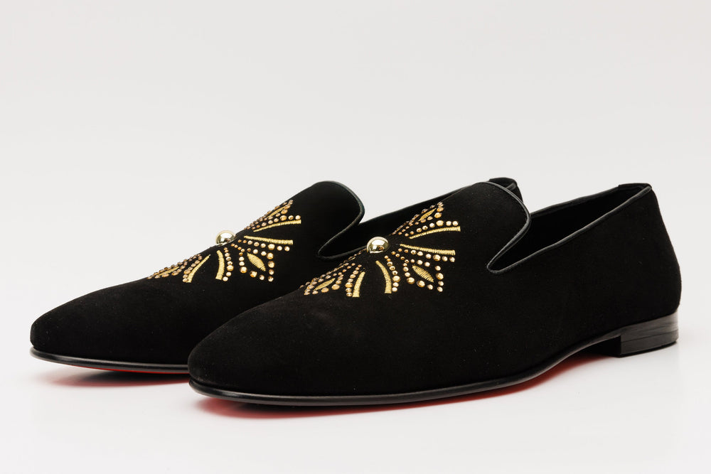 The Lazio Shoe Black Suede Slip-on Loafer Shoe On Sale