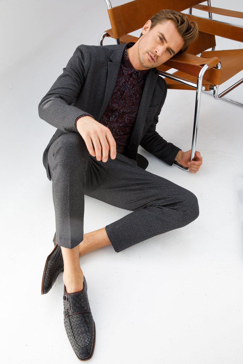 The Turan Black Woven Double Monk Strap Dress Shoe All New