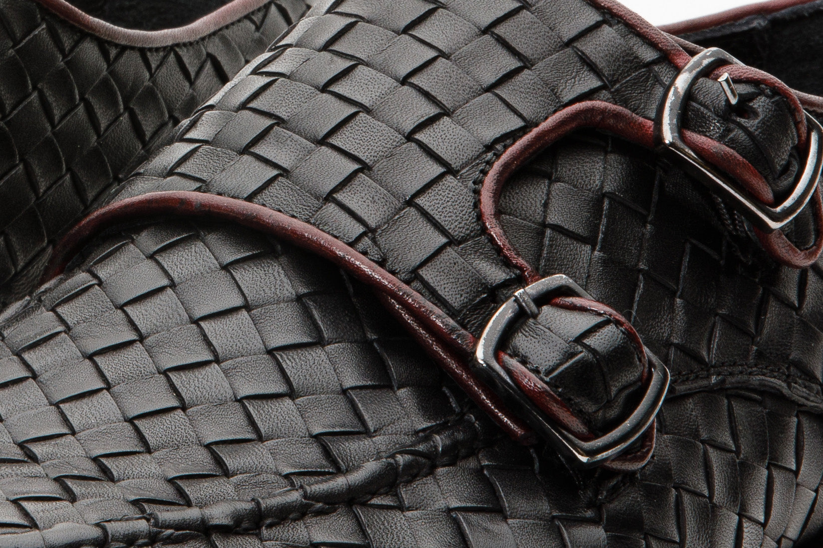 The Turan Black Woven Double Monk Strap Dress Shoe All New