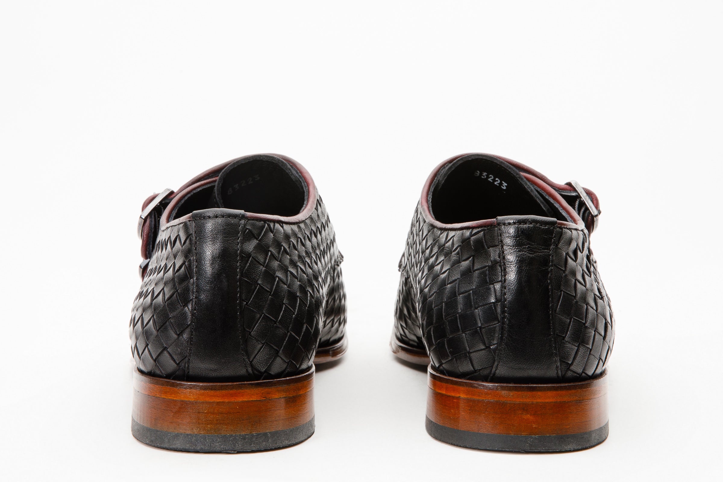 The Turan Black Woven Double Monk Strap Dress Shoe All New