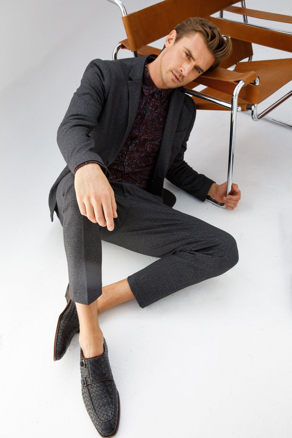 The Turan Black Woven Double Monk Strap Dress Shoe All New