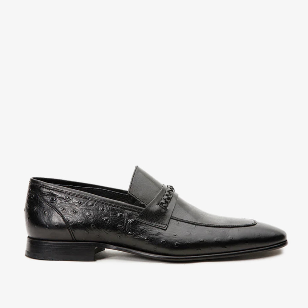 The Johannesburg Black Leather Dress Loafer  Shoe Universal Fit