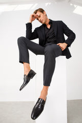 The Johannesburg Black Leather Dress Loafer  Shoe Universal Fit