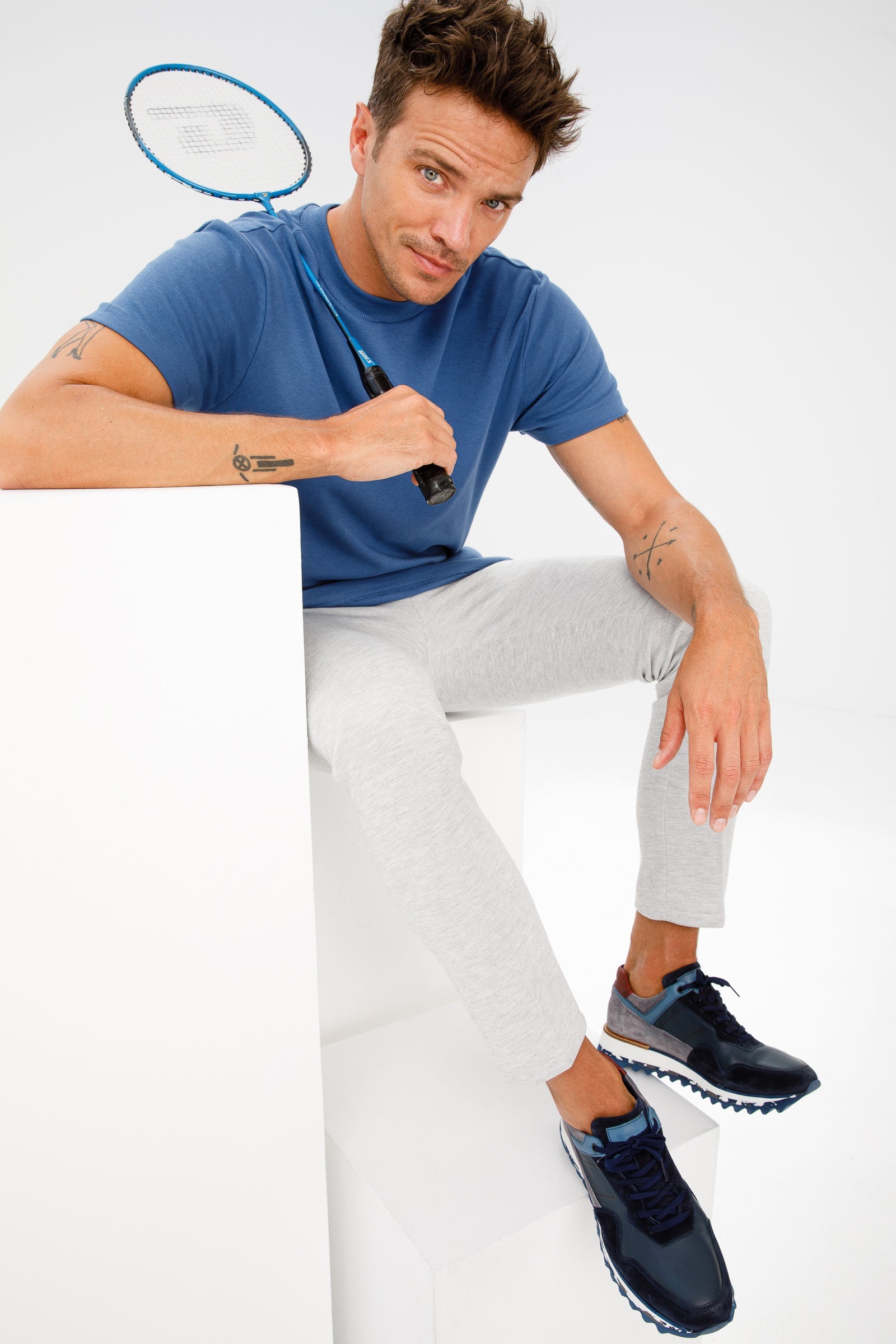 The Hoskova Navy Blue Leather Sneaker All New