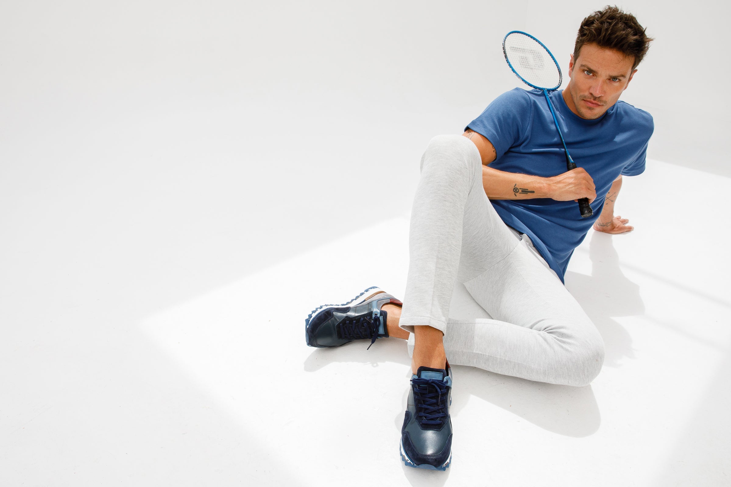 The Hoskova Navy Blue Leather Sneaker All New