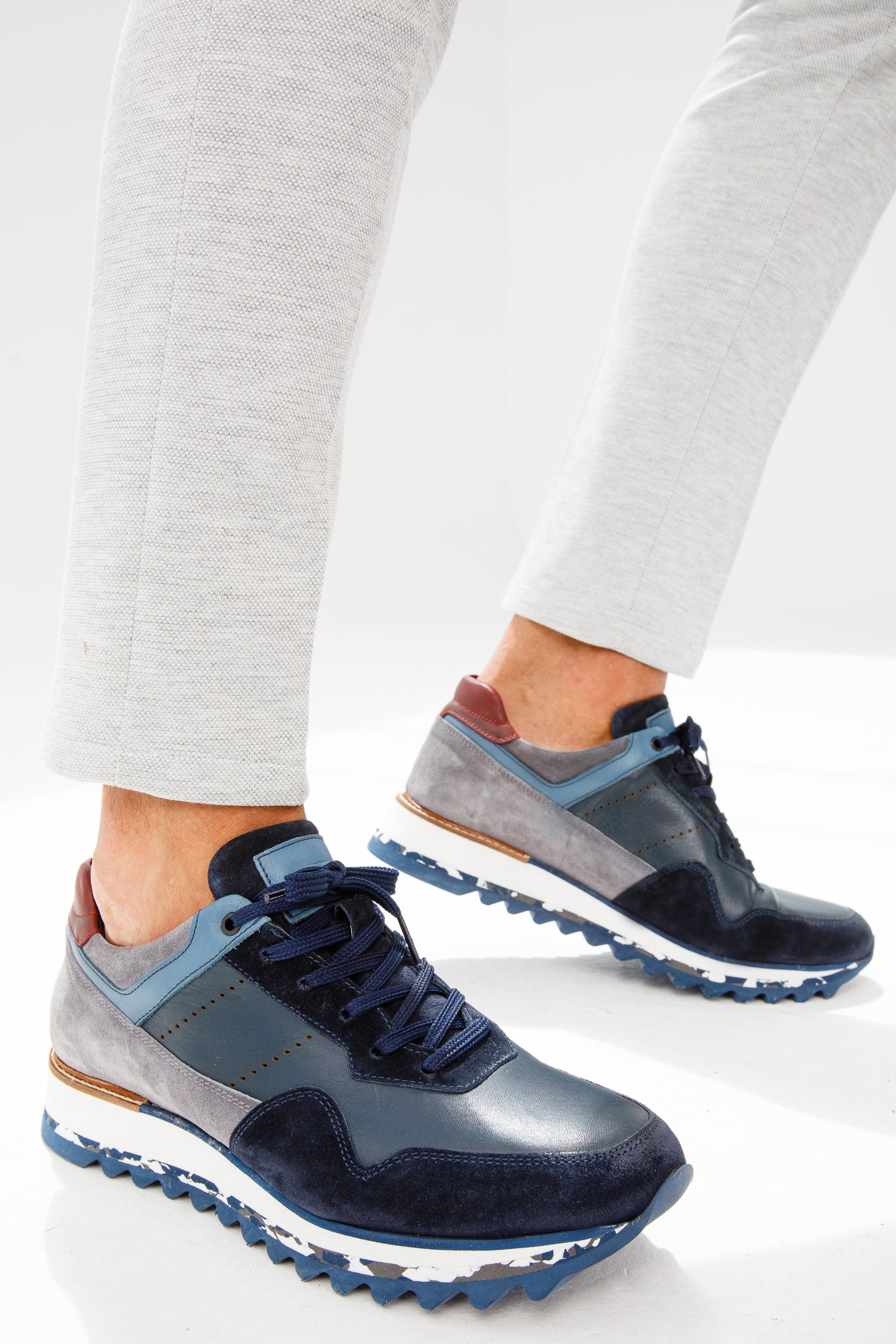 The Hoskova Navy Blue Leather Sneaker All New