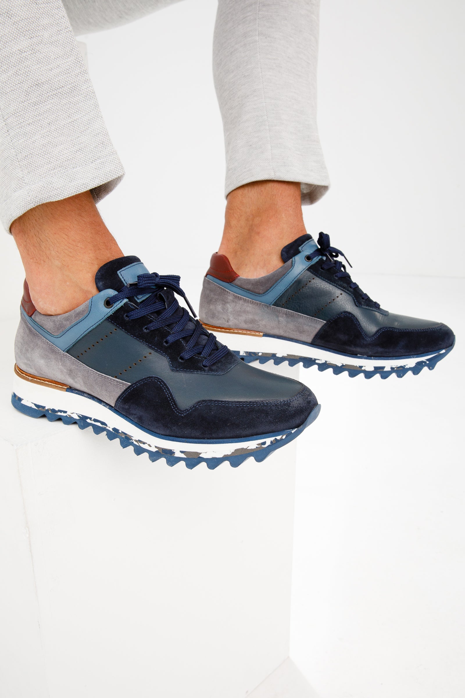 The Hoskova Navy Blue Leather Sneaker All New