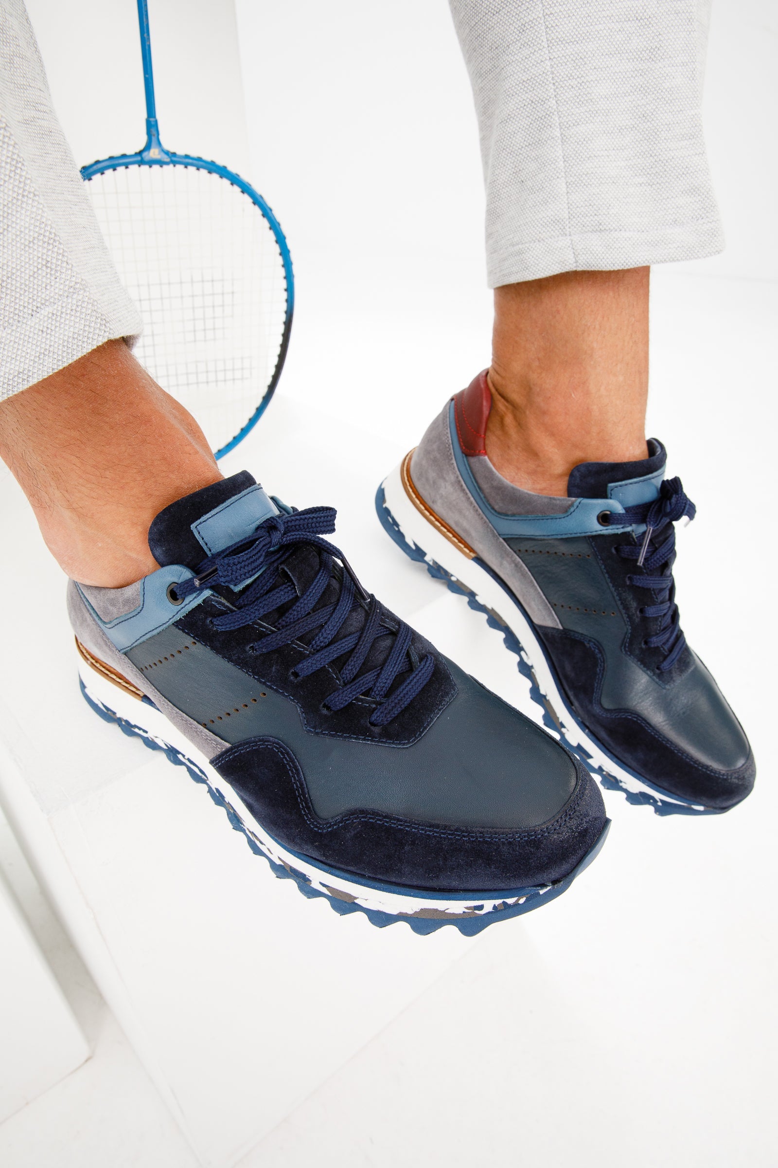 The Hoskova Navy Blue Leather Sneaker All New