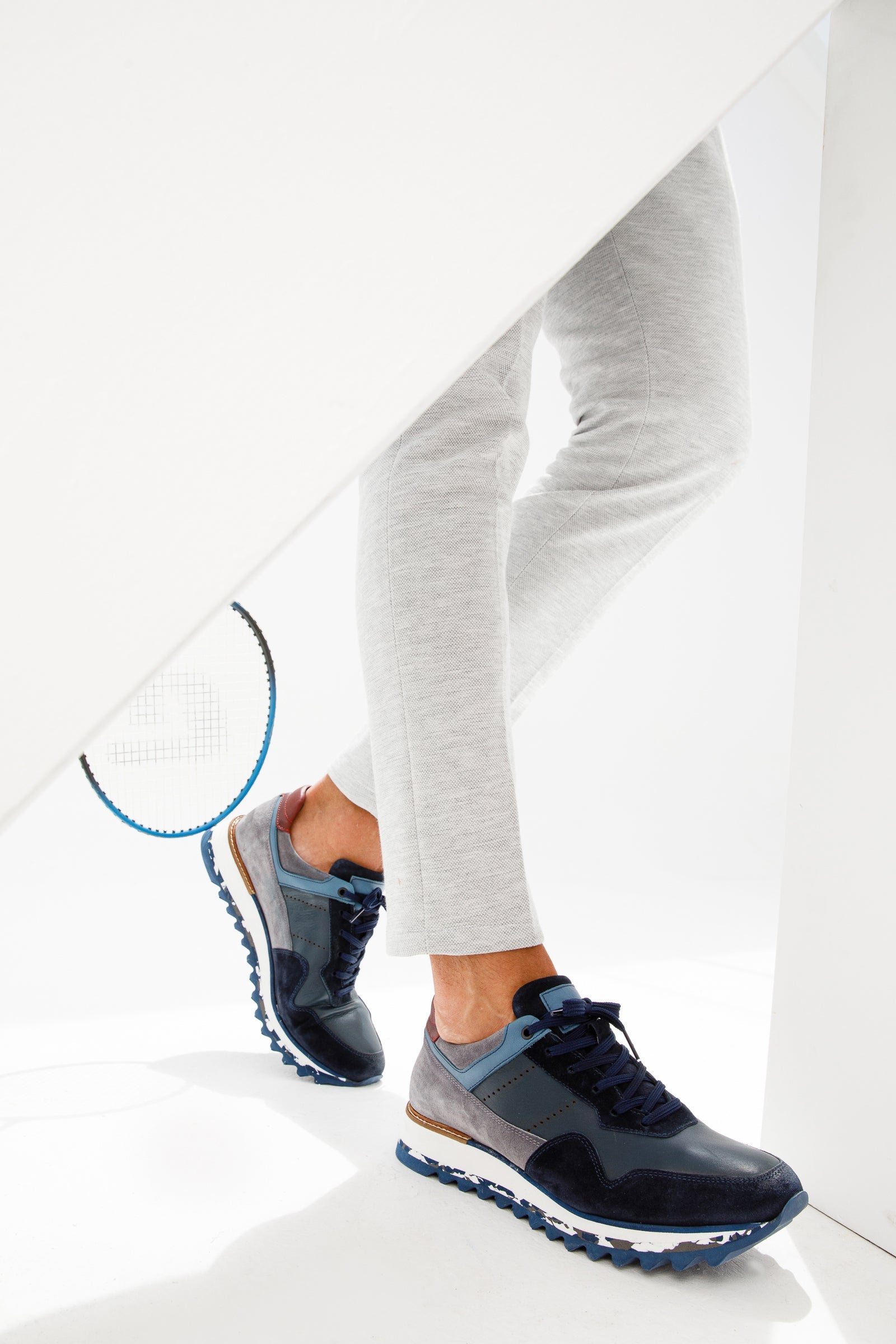 The Hoskova Navy Blue Leather Sneaker All New