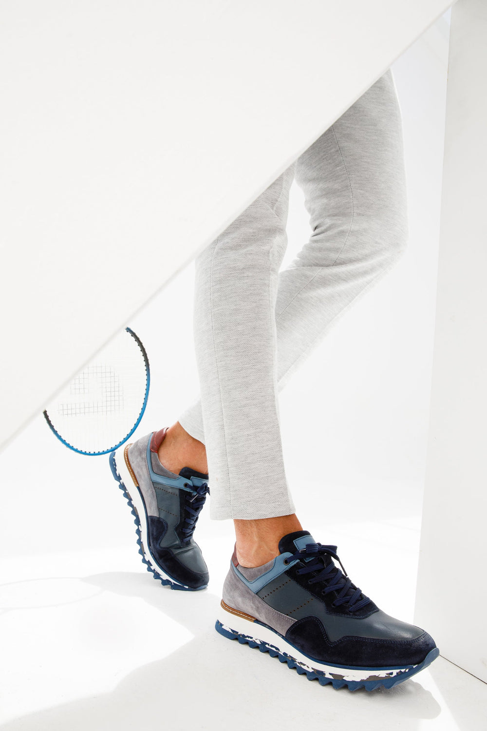 The Hoskova Navy Blue Leather Sneaker All New