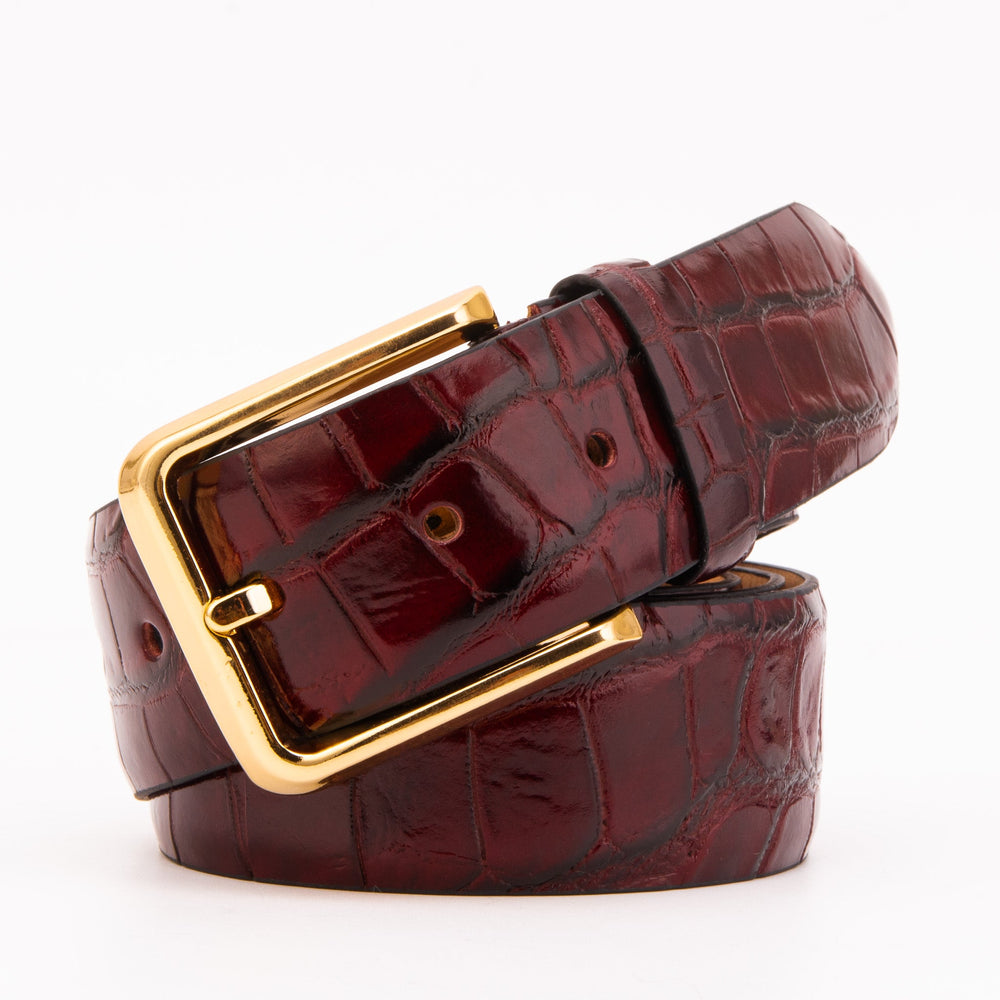 The Strat Burgundy Leather Belt On Sale