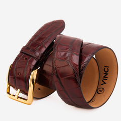 The Strat Burgundy Leather Belt On Sale