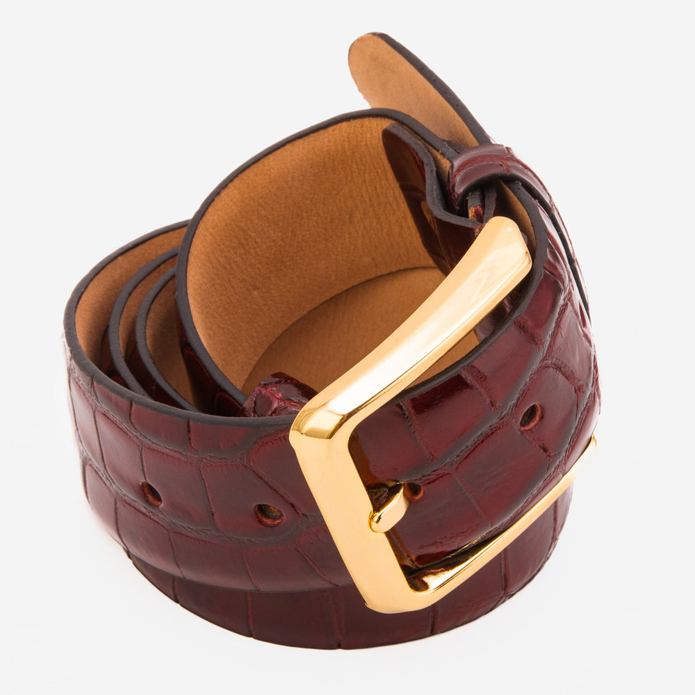 The Strat Burgundy Leather Belt On Sale
