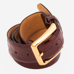 The Strat Burgundy Leather Belt On Sale